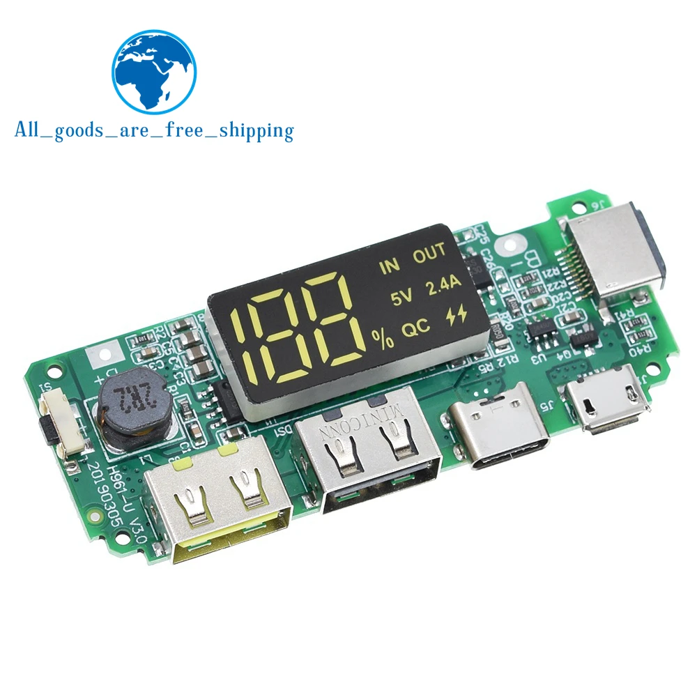 Светодиодный двойной USB 5 В 18650 а Micro/Type-C внешний аккумулятор модуль зарядки