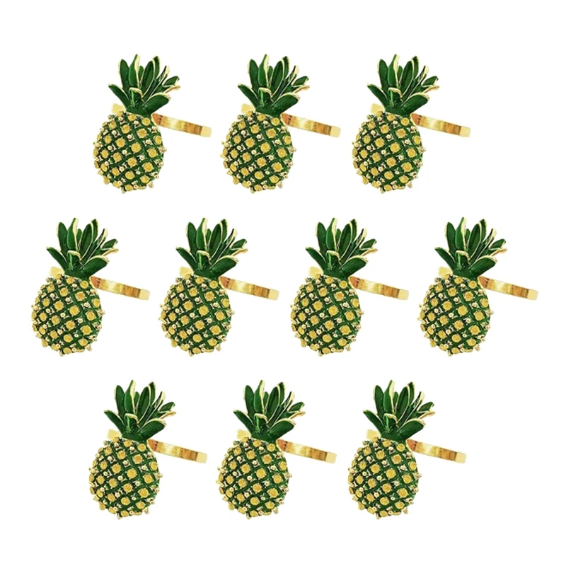 

Summer Napkin Rings Set of 10,Pineapple Napkin Holder Rings Holders for Tables, Fruit Napkin Buckles Ring for Kitchen