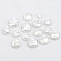 20pcs flat round beads imitation baroque pearl for handmade necklace pendant bracelet earrings charm diy jewelry making material