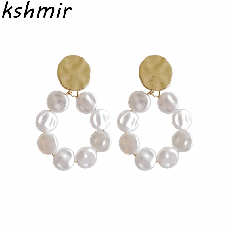 

Kshmir Heart-shaped Design Earrings Female Retro Earrings Female New Pearl Exaggerated European and American Hipster Earrings