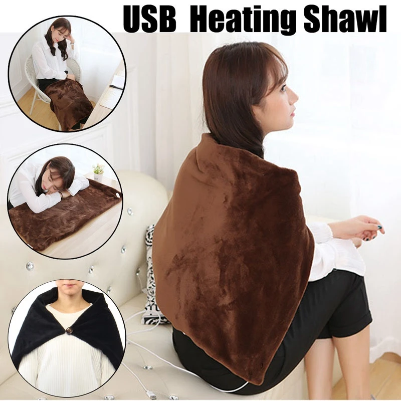 

Black Office Car Electric Warming Heating Blanket Pad Shoulder Neck Mobile Heating Shawl USB Soft 5V 4W Winter Soft Heated Warm