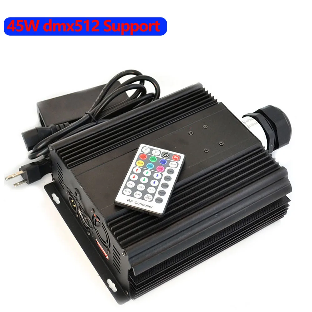 45 Вт RGB Fibra Optica DMX512 мощность LED волоконно оптический двигатель драйвер с 28key RF пульт
