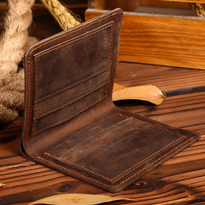 THINKTHENDO Винтажный Мужской кошелек из кожи Крейзи Хорс двойной натуральной