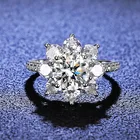 Роскошное кольцо в виде подсолнуха женское кольцо в виде цветка лотоса с бриллиантом 2 карата Необычные Свадебные Кольца из стерлингового серебра ювелирные изделия с коробкой