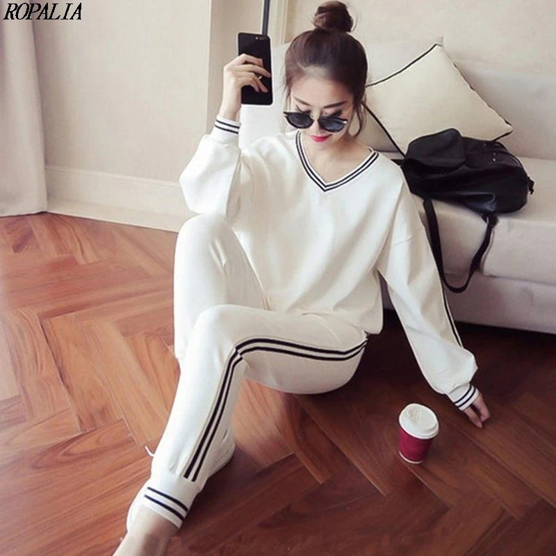 Осенне зимние повседневные женские комплекты трикотажные спортивные костюмы с