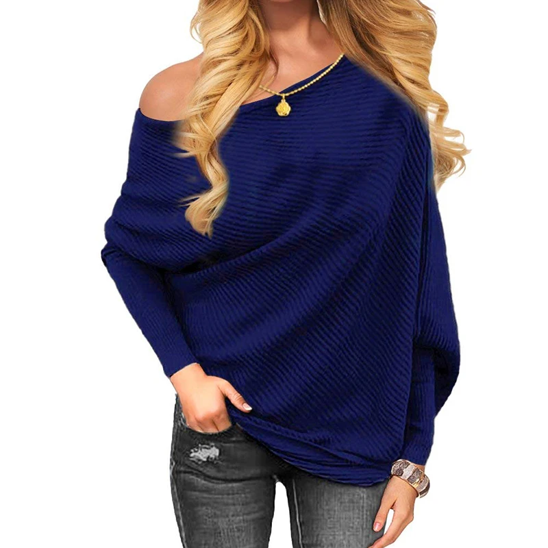 Sweater Women Sexy Off shoulder Batwing Sleeve Pullovers Jumper 3XL 2018 Harajuku Casual Loose Solid Long Knitted | Женская одежда