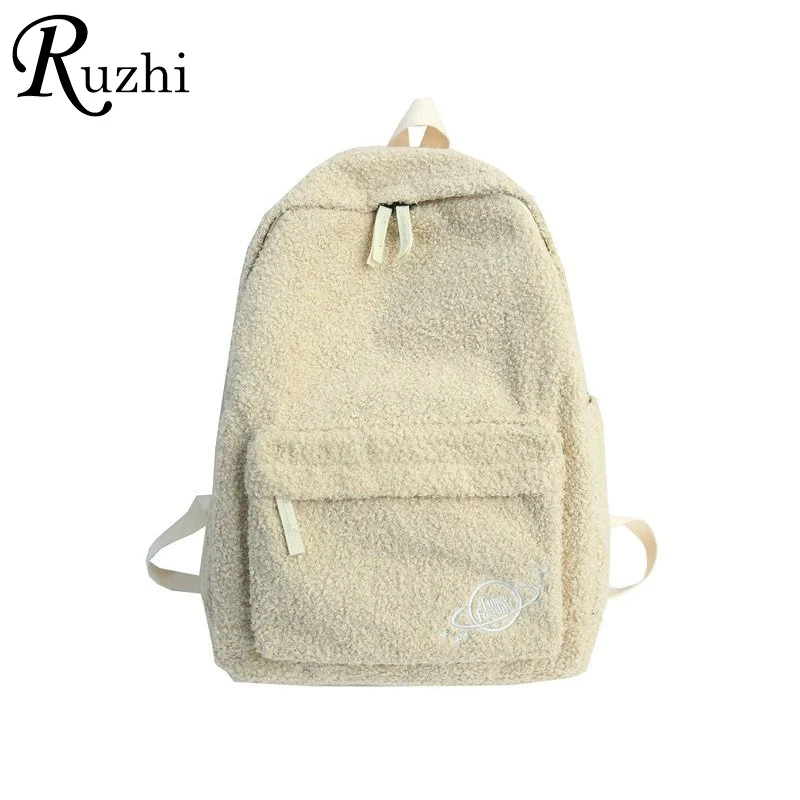 

Faux Fur Shoulders Bag Cashmere Bagpack Furry Bag High Capacity Teddy Plush Women Backpack New Winter Bags For Women 2021