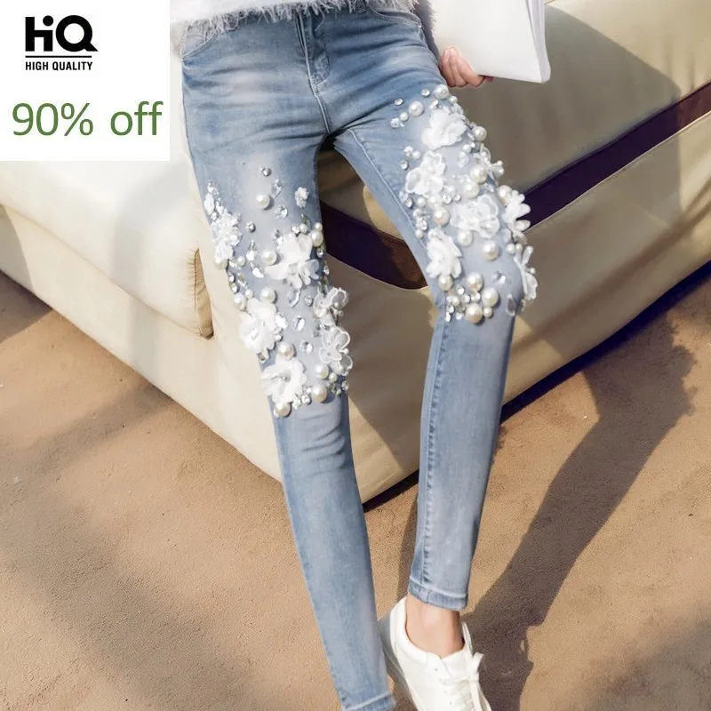 Новинка 2020 вышитые расклешенные джинсы женские модные брюки длиной до щиколотки