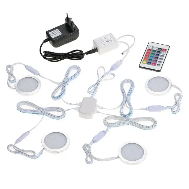 2/3/4/6/8 шт. цветная (RGB) светодиодная подсветка под шкаф Точечный светильник с