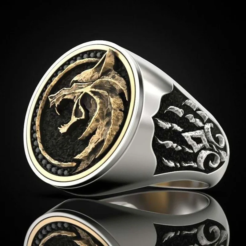 

Luxury Copper Two-color Viking Warrior Multi-witcher Wolf Claw Jewelry Men's Engagement Wedding Ring