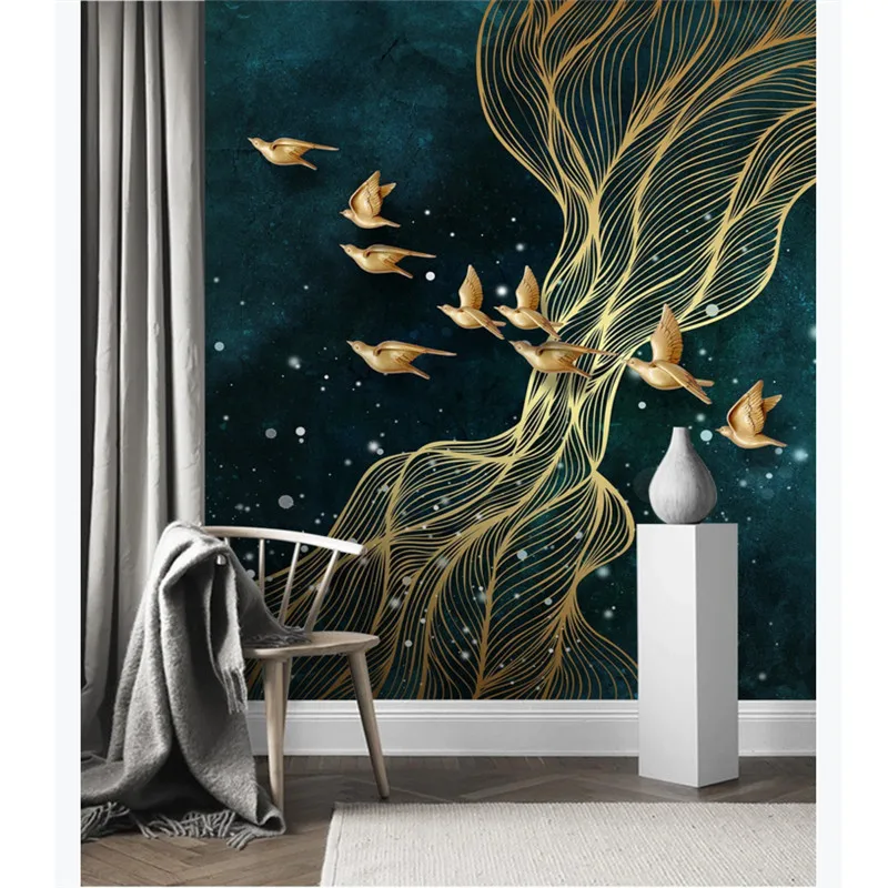 Современная роскошная настенная бумага для украшения дома 3D абстрактные золотые