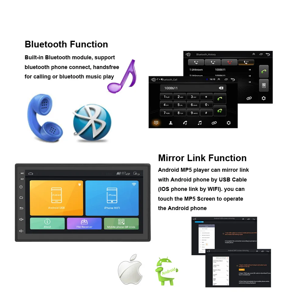 Автомагнитола 2 Din на Android мультимедийный видеоплеер с GPS навигацией 7 дюймов HD