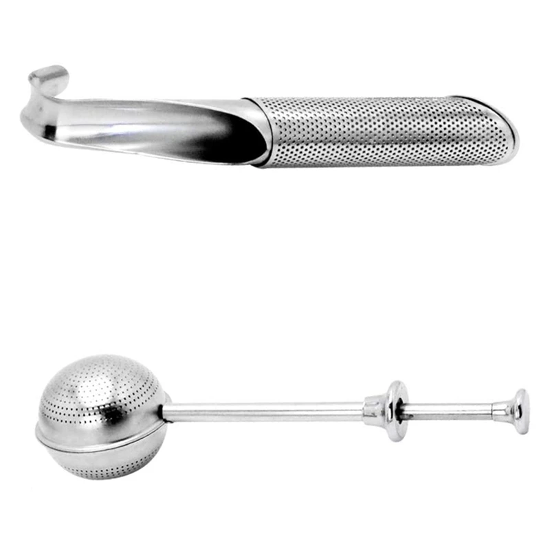 

Tea Ball Infuser Strainers Long-Handle 2Pcs Reusable Premium Stainless Steel Filter Steeper Extra Fine Mesh for Leaf