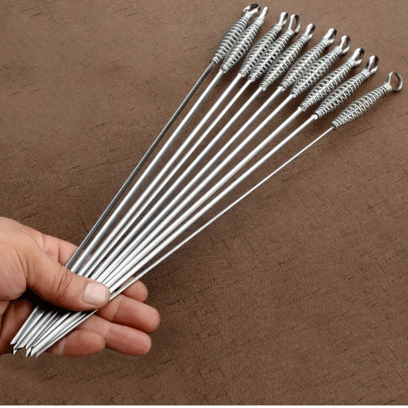 40 5 см шашлык для барбекю нержавеющая сталь пружинная ручка плоская игла