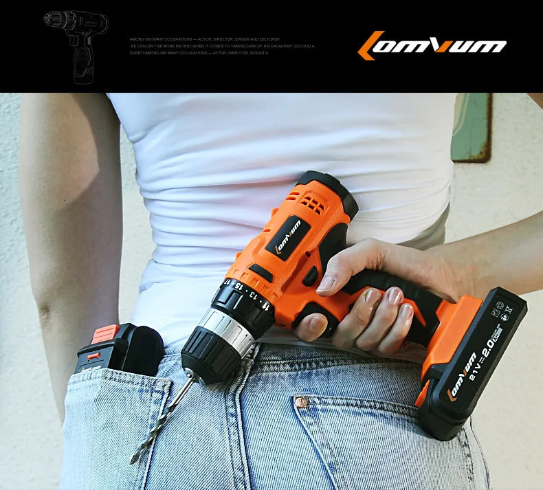 LOMVUM 12 В/16,8 в/21 в Беспроводная перезаряжаемая литиевая батарея, электрическая отвертка, мини-набор сверл, винт с светодиодный светильник 3600