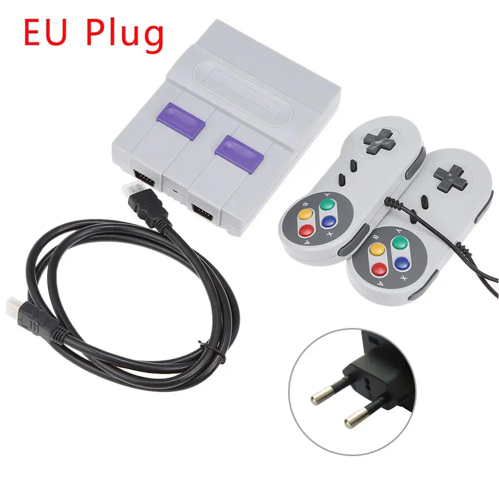 EU Plug Мини HD HDMI ТВ Видео игровая консоль портативная Ретро семейная консоль встроенные 821 классические игры для SNES SN-02 игры двойной геймпад - Цвет: EU Plug