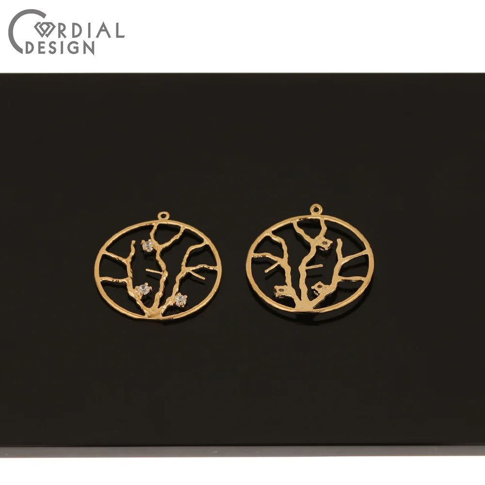 

Cordial Design 30Pcs 22*24MM Jewelry Accessories/Pendant/Round Shape/Hand Made/CZ Charms/Genuine Gold Plating/Earring Findings