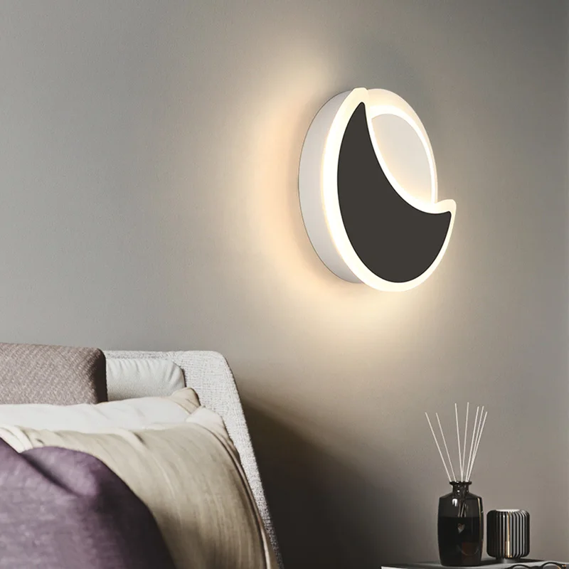 15W LED Background Wall Sconce Lights Fixture Acrylic Moon Crescent Lamp