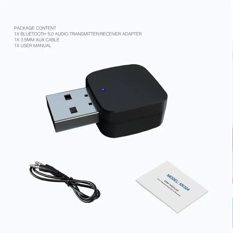Аудиоприемник-передатчик KN324 с USB и Bluetooth стереоадаптер 2 в 1 3 5 мм AUX для дома ТВ MP3