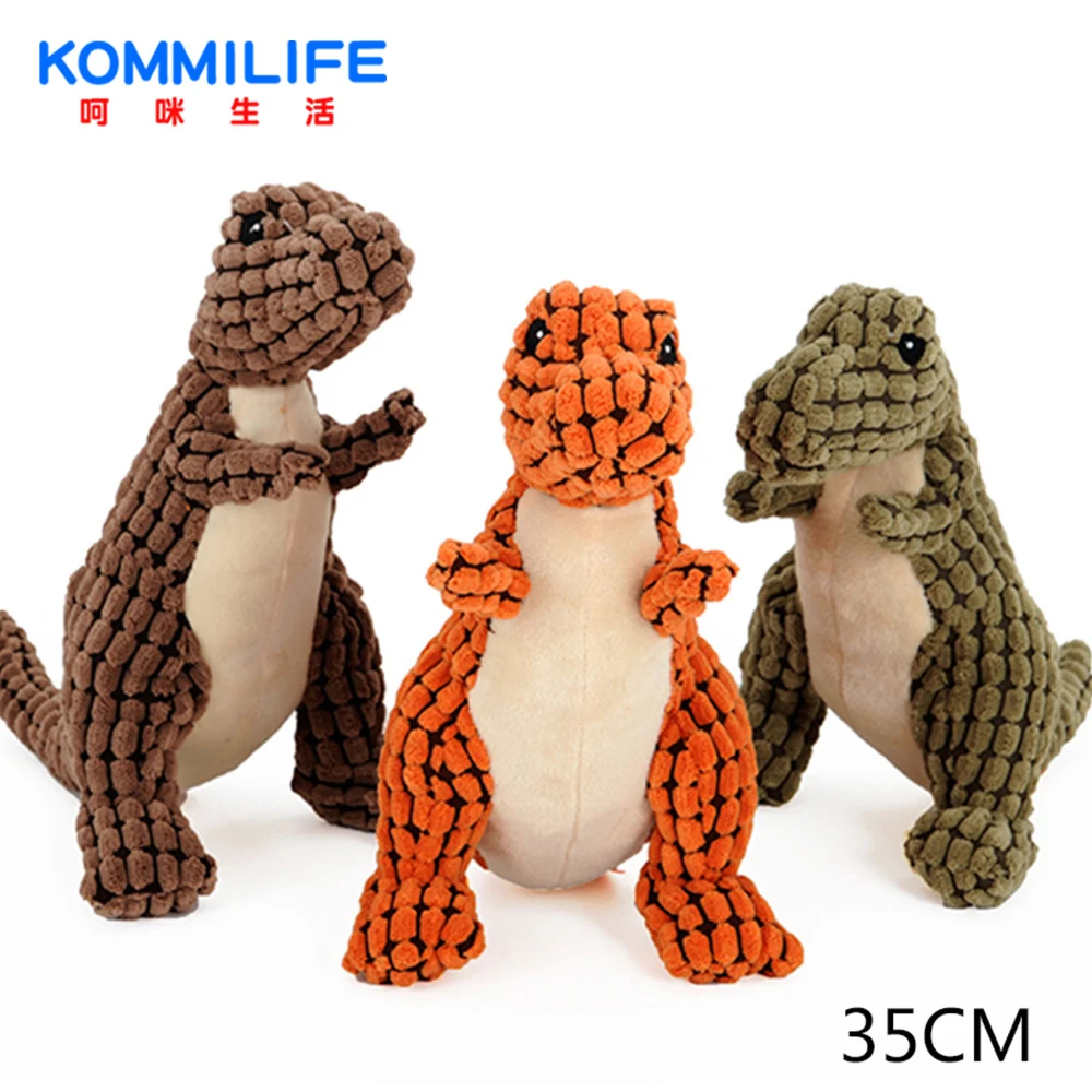 

KOMMILIFE Bite Resistant Pet Toy for Small Large Dogs Plush Dinosaur Sound Dog Toys Molar Chew Pet Toys Dog Accessories