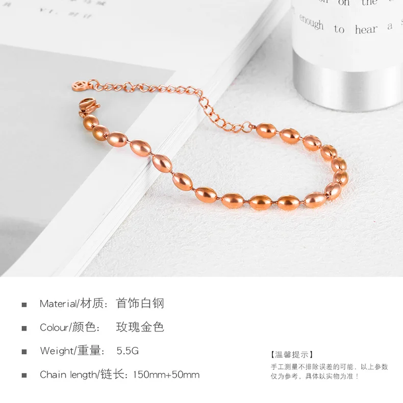 Корейская мода браслет из бисера Простой титановая сталь покрытием розовый