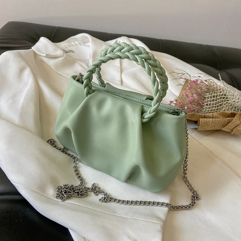 

Модные однотонные кошельки в форме облака, женские сумки через плечо, новинка 2021, плиссированные кожаные женские сумки-мессенджеры, повседн...