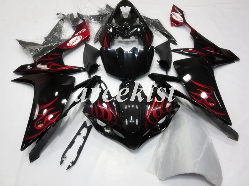 

Injection Mold New ABS Motorcycle Whole Fairings kit Fit for YAMAHA YZF-R1 R1 2007 2008 07 08 Bodywork set red flame