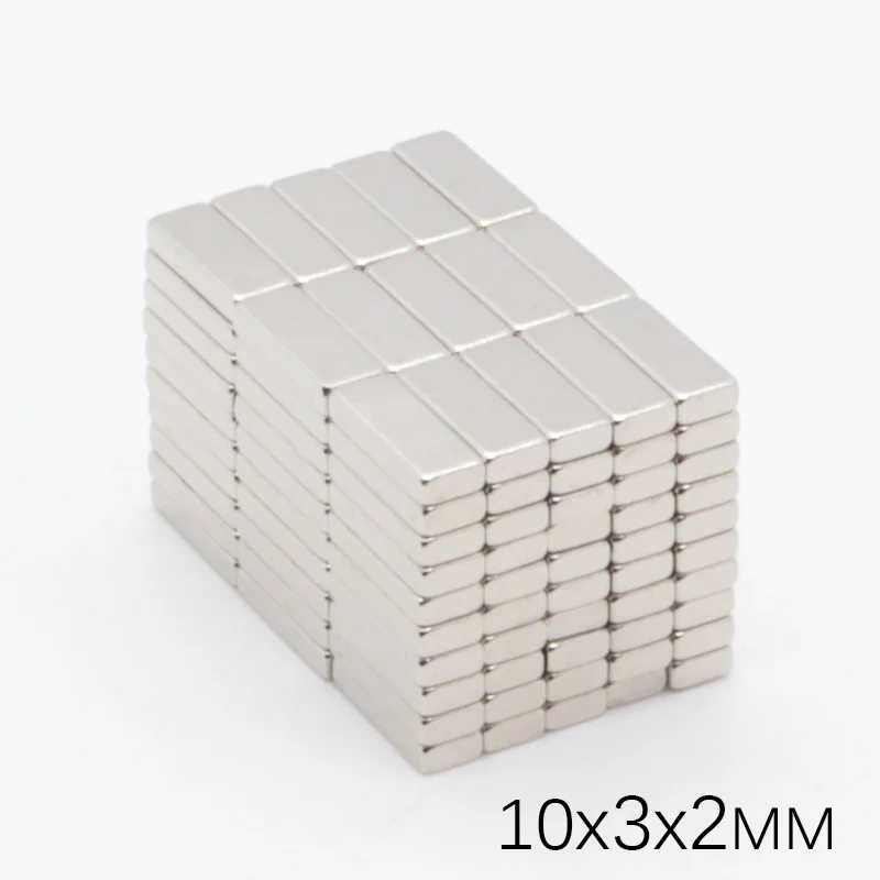 

200pcs 10x3x2 mm N35 NdFeB Small Block Super Strong Neodymium Magnets 10*3*2 Rare Earth Cuboid Powerful magnetic magnets