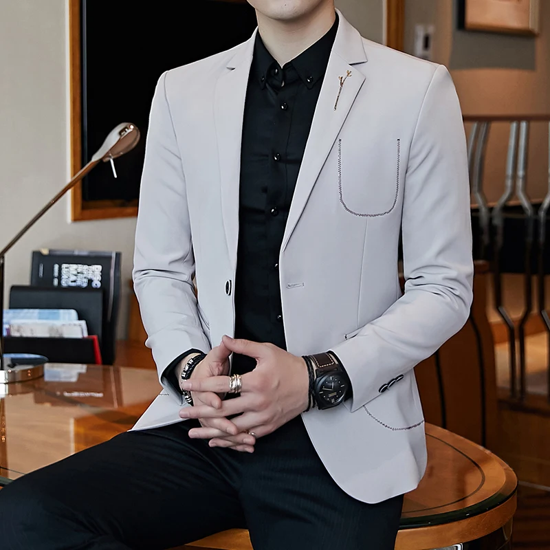 2020 для мужчин Сезон весна-осень Новый Блейзер Пальто/модный дизайн пошив