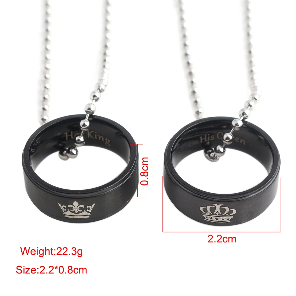 

1 pair Fashion Couple Necklace His Queen Her King Crown Matching Eternal Love Promise Pendant Necklace for Lover Jewelr