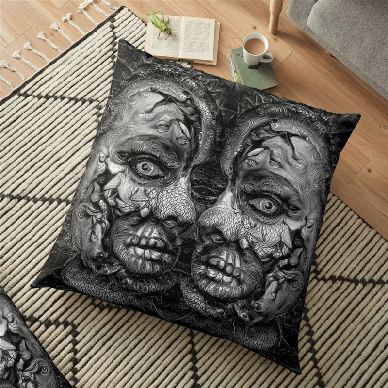 Забавная черно-белая наволочка с изображением черно-белой спинки для подушки 45*45 см для Хэллоуина декоративная наволочка для подушки для до...