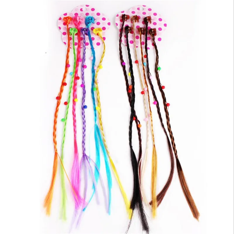 6 шт. для девочек разноцветные парики хвост держатель волос головные украшения с