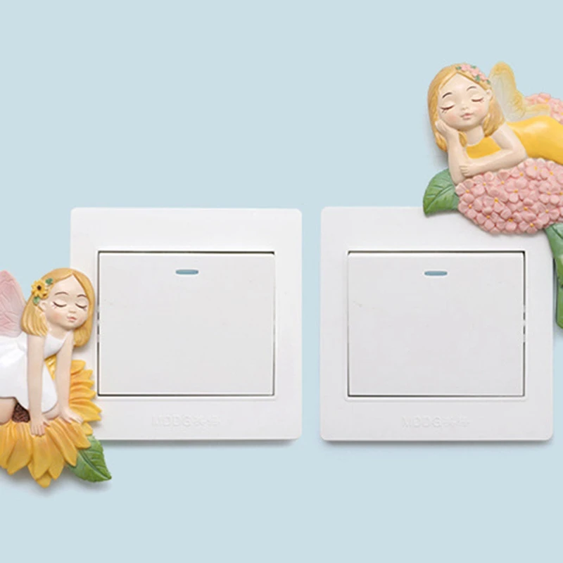 Flower Girl Switch Sticker Wall Decor Miniature Resin Home Light Decals Rose | Обустройство дома