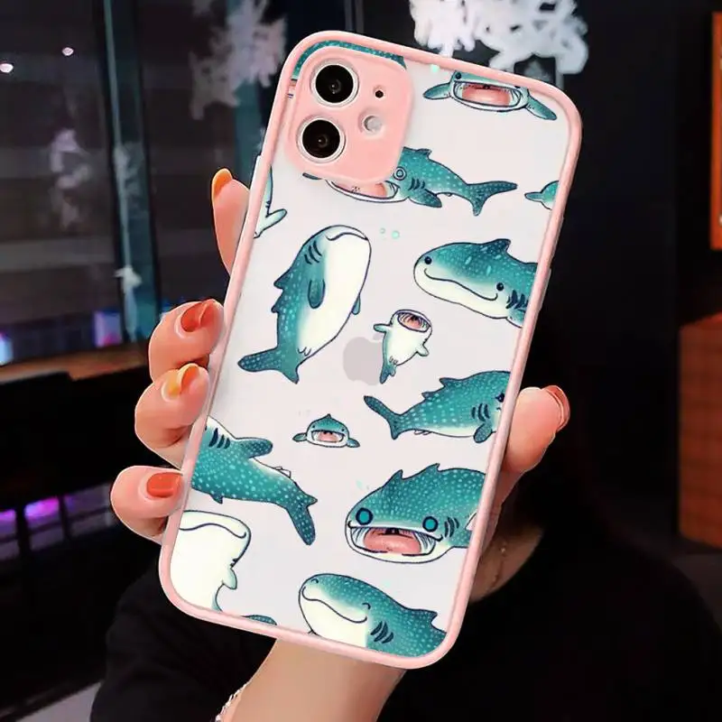 

Horror ocean shark cartoon animal Phone Cases matte transparent For iphone 7 8 11 12 plus mini x xs xr pro max cover