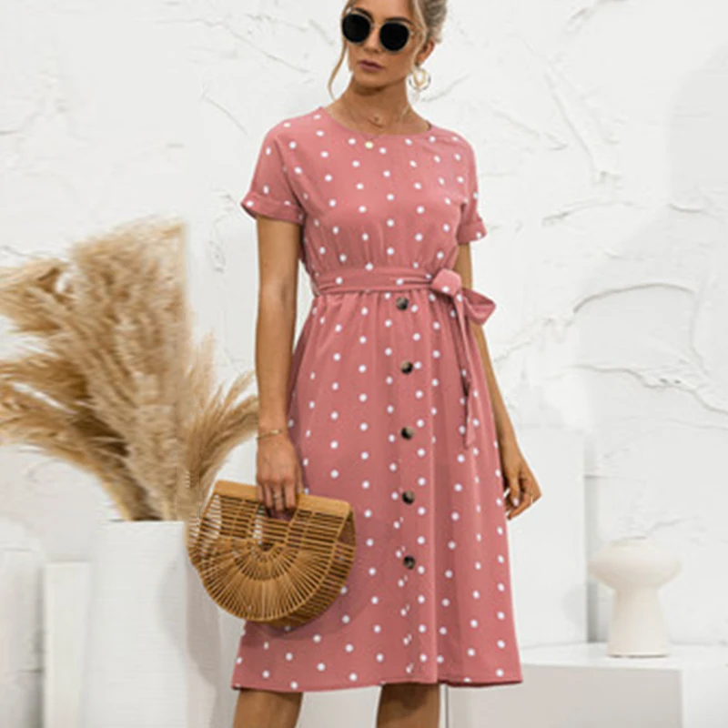 

Женские летние платья 2022, модное платье в горошек с разрезом в стиле бохо, женская одежда, повседневные пляжные Длинные платья для отпуска, ...