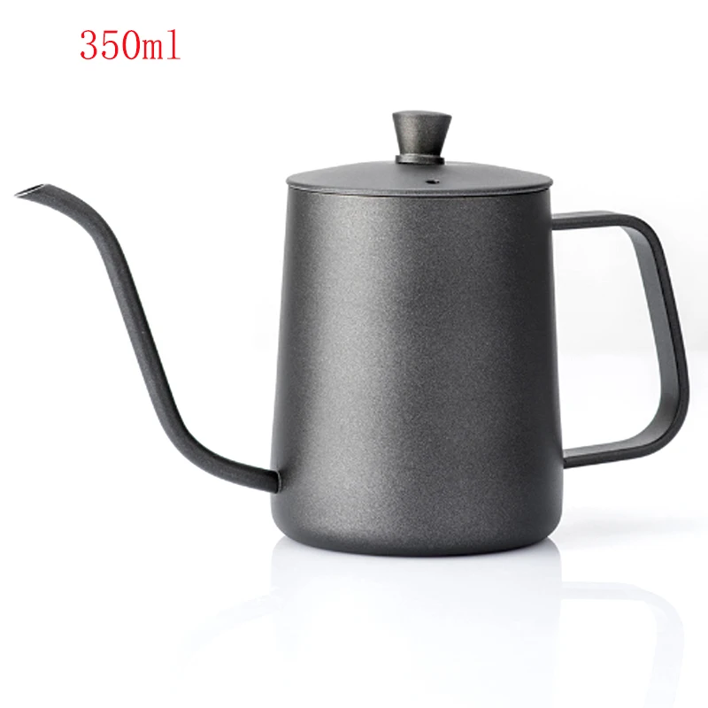 350ml black 350 мл/600 мл чайник для кофе и чая из 304 нержавеющей стали длинный узкий чайник с гусиным носиком ручной капельный чайник залейте кофейник с крышкой - Цвет: 350ml black