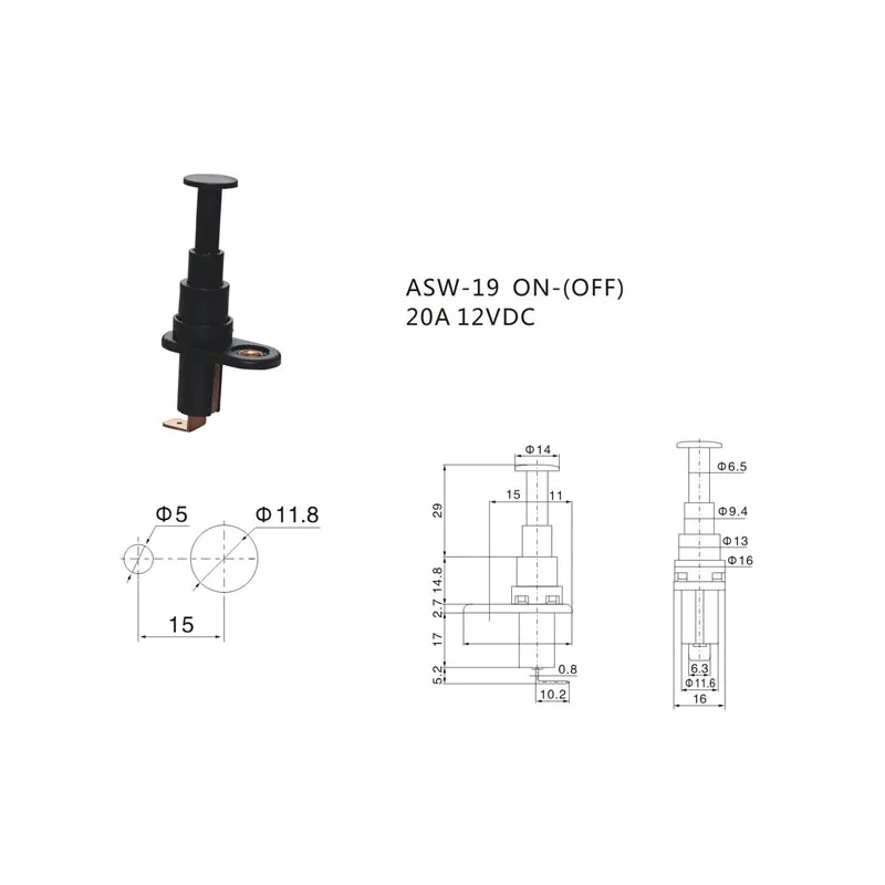 Соединитель Daier с 20A 12VDC ON-(OFF) автомобильной концевик двери авто Температура