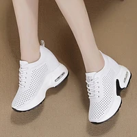 genuine leather wedges shoes for women white heels hollow out summer women schoes platforms black sneakers women casual shoes