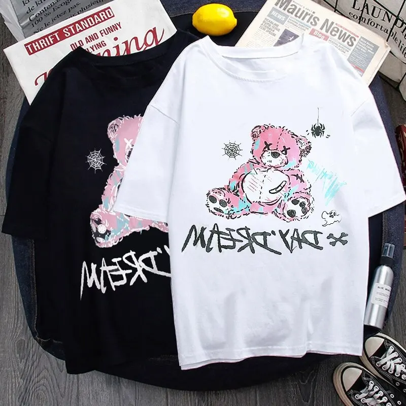 

2021 Printing Casual Harajuk goth Female's tshirts Kawaii Unisex Short Sleeve Anime T Shirt HipHop Summer Women Streetwear Tops