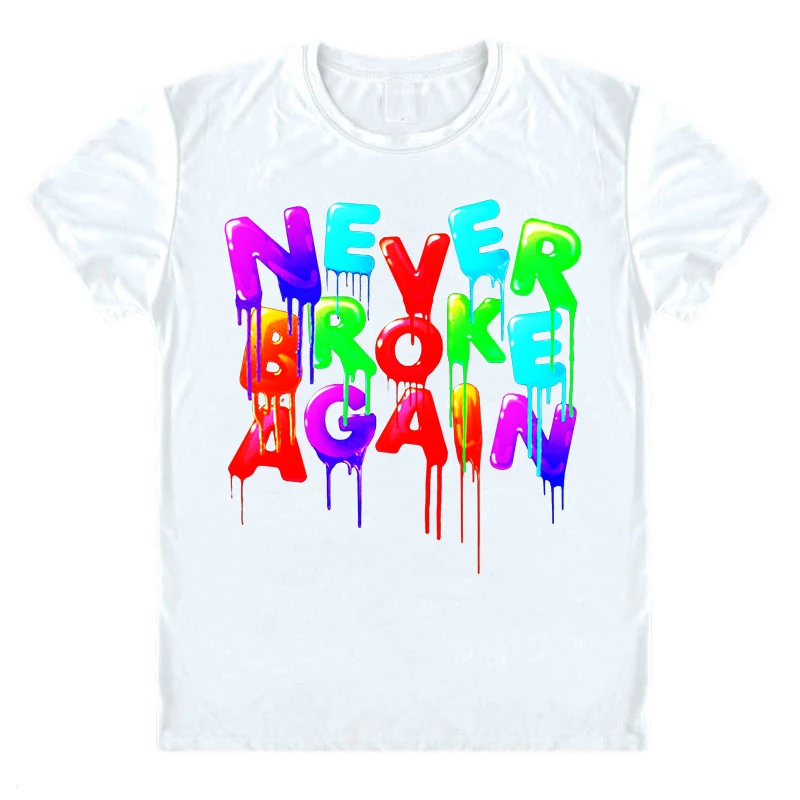 Ни разу не ломались снова красочным принтом Футболка свежая белая футболка 3D