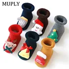 Новогодние рождественские носки для малышей Детские носки милые хлопковые носки красного цвета для мальчиков и девочек носки осень-зима