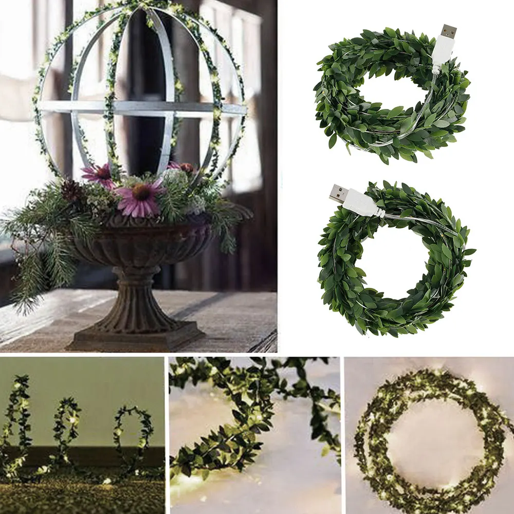 2 м/5 м/10 м теплый белый крошечные листья гирлянда Сказочный светильник LED медный