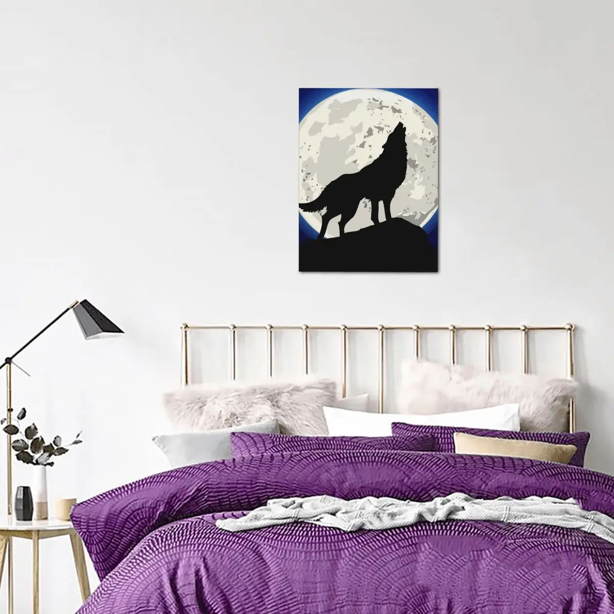 

Canvas Painting Howling Wolf In The Moon Night Wall Art Poster and Print Wall Picture for Living Room Decoration Home Decor