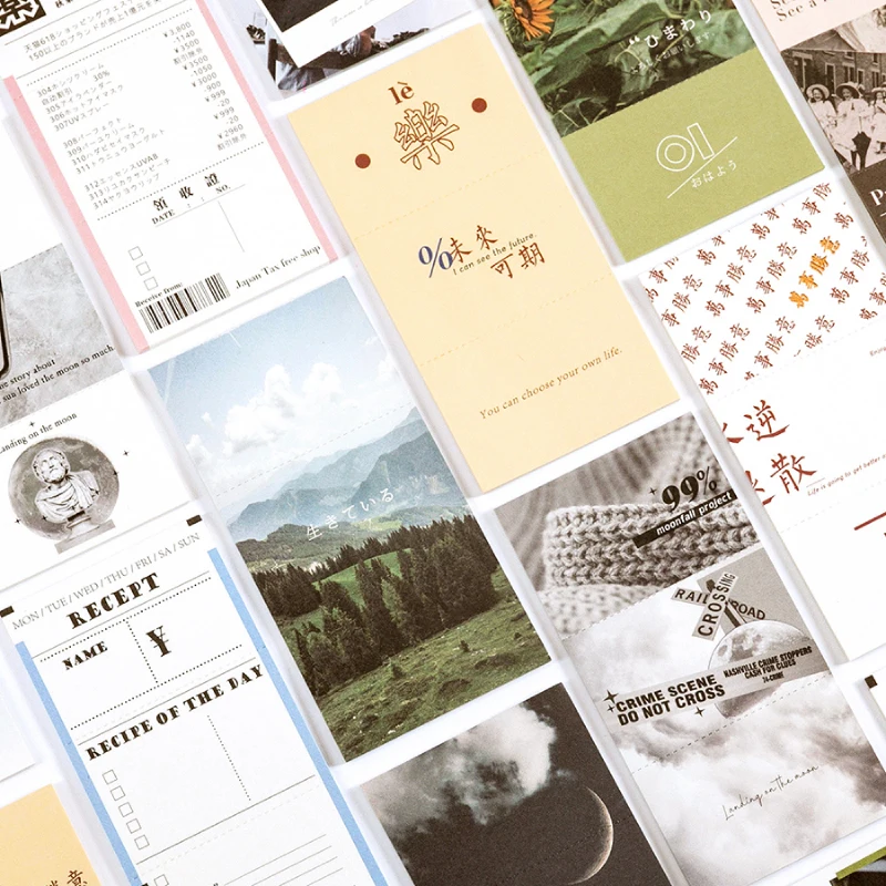 

Journamm 60pcs Daily Life Journal Phone Decoration Memo Pads Loose Leaf Notepad Diary Creative Office School Supplies Memo Pads