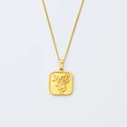 Женское Ожерелье из нержавеющей стали 100% с геометрическим рисунком, золотистое металлическое ожерелье-медальон с розовым цветком из титаниума 18k, чокер, клетка