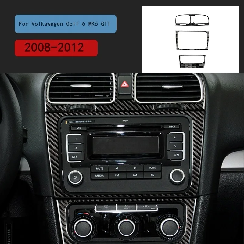 

For Volkswagen VW Golf 6 MK6 GTI Vehicle Interior CD Panel Carbon Fiber Sticker 2008-2012 Car Styling