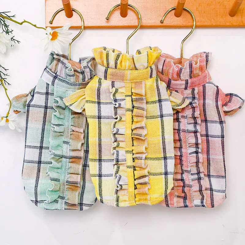 

Summer New Dog Shirt Thin Pet Clothes Cat Fashion Luxury Plaid Shirt Dog Clothes for Small Dogs Chihuahua