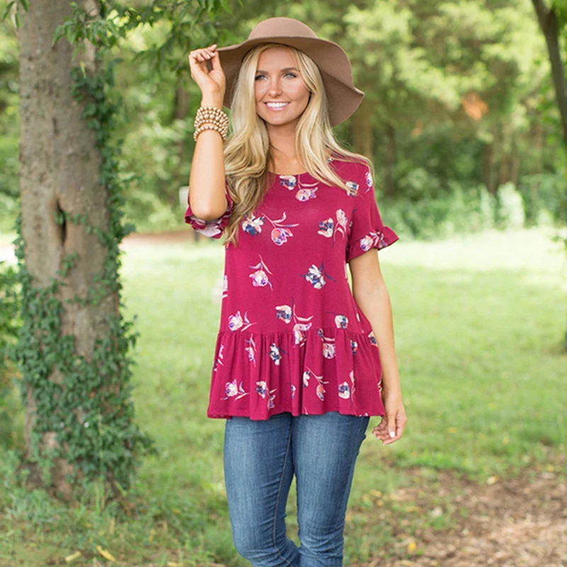 Женская блузка с цветочным принтом элегантная повседневная Свободная рубашка