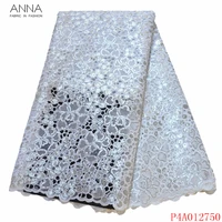 anna latest white nigerian sequins lace african organza fabric 2021 high quality embroidery with stones 5 yardspiece for sewing