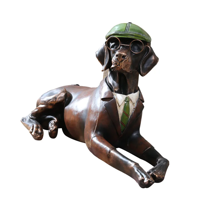

American Style Large Landing Dog Ornaments Animal Sculpture Living Room Home Accessories Art Decoration Animal Statue Creative